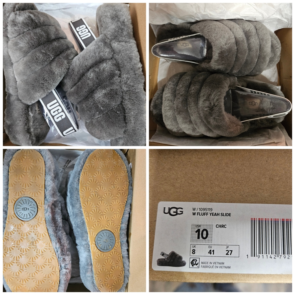UGG Charcoal Fluffy Slide Slippers